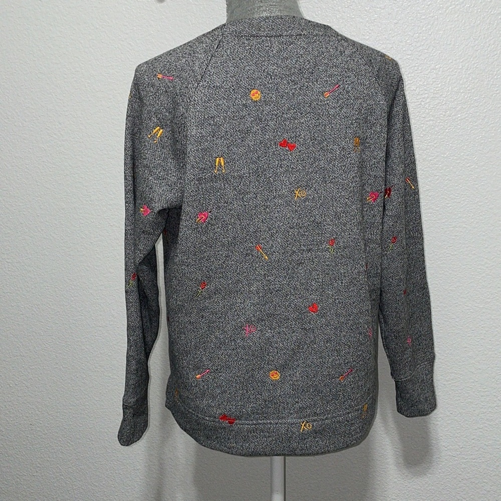 Lou & Grey‎ For Loft Gray Embroidered Pullover Sweatshirt Size Small - Picture 3 of 7